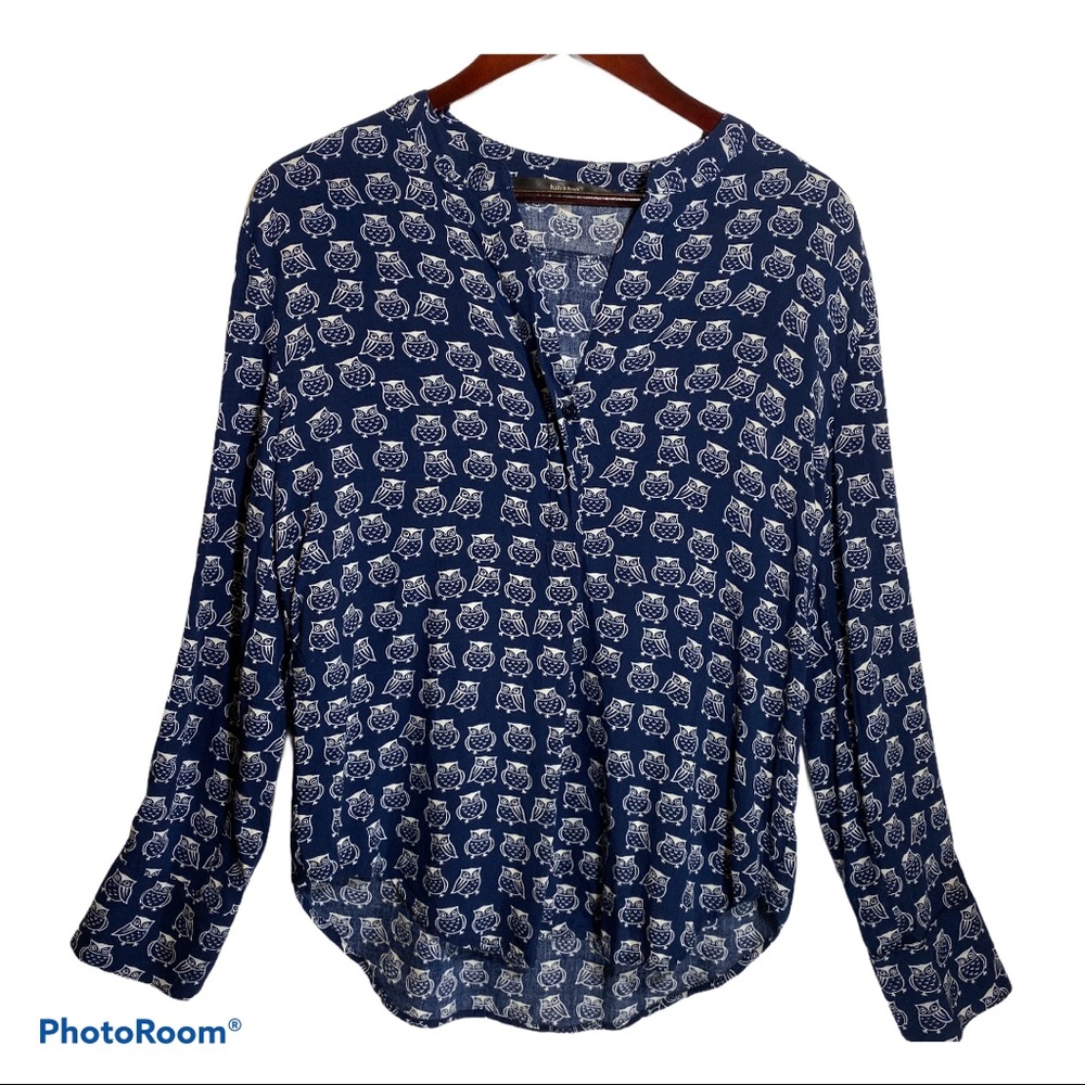 fun 2 fun Blouse with Owl Print. Size M. EUC